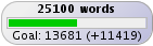 NaNoWriMo day 15, 25100 words